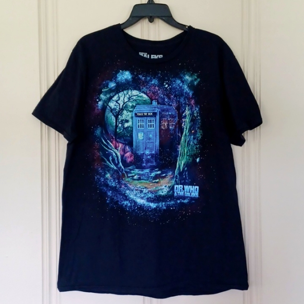 DR.WHO&THE DALEKS Mens-L Black T-shirt